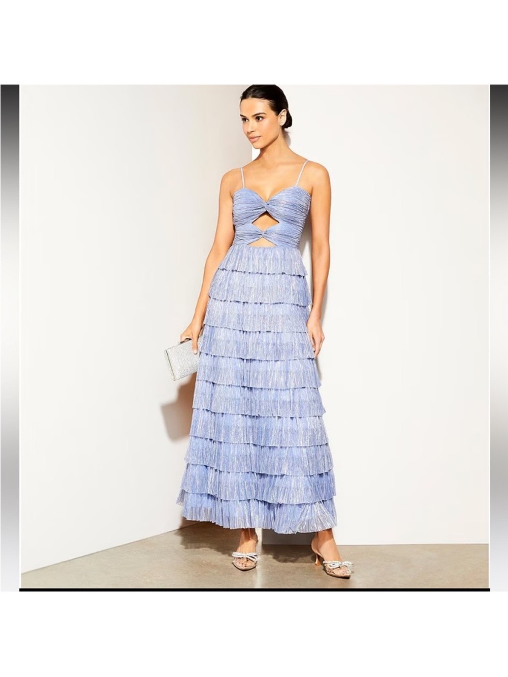 Gianni Bini Fringe Tiered Maxi Dress with Cutout